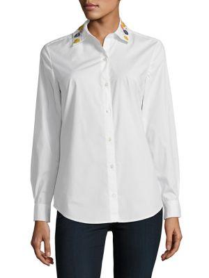 Lord & Taylor Embellished Collar Button-down Shirt