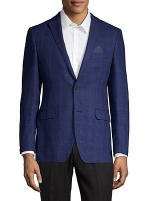 Black Brown Tonal Plaid Wool-blend Blazer