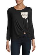 Design Lab Lord & Taylor Crochet Patch Top
