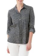 Olsen Casual Coast Animal-print Roll-tab Shirt