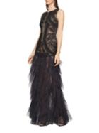 Bcbgmaxazria Sleeveless Laced Tulle Gown