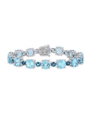 Sonatina Sterling Silver, Sky Blue & London Blue Topaz Tennis Bracelet