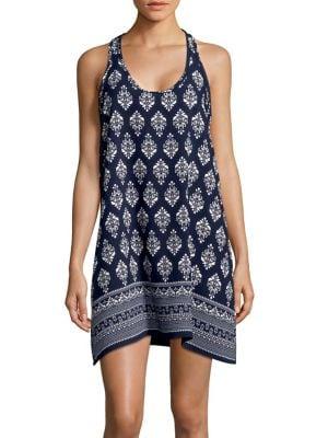 J Valdi Batik Handkerchief-hem Coverup Dress