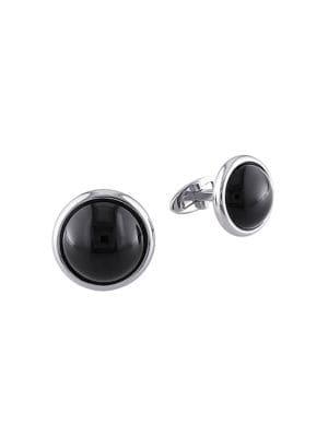 Sonatina Sterling Silver & Black Onyx Round Cufflinks