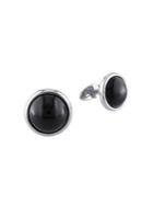 Sonatina Sterling Silver & Black Onyx Round Cufflinks