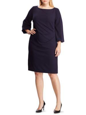 Lauren Ralph Lauren Plus Plus Ruched Crepe Fit-&-flare Dress