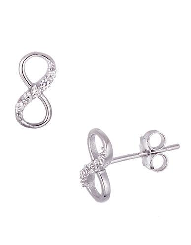 Lord & Taylor Sterling Silver And Cubic Zirconia Infinity Stud Earrings