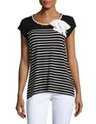 Karl Lagerfeld Paris Striped Bow-accented Top