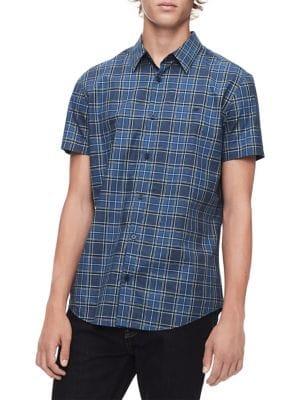Calvin Klein Plaid Short-sleeve Button-down Shirt