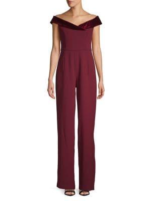 Black Halo Yoli Velvet-neckline Jumpsuit