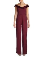 Black Halo Yoli Velvet-neckline Jumpsuit