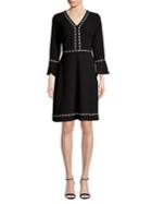 Karl Lagerfeld Paris Stitched Trumpet Sleeve Dress