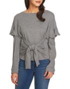 1.state Ruffle Sleeve Front Tie Top