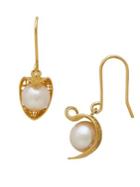 Lord & Taylor 14k Pdc Italian Gold Wrapped Fresh Water Pearl Drop Earrings