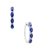 Effy Royale Bleu Natural Sapphire, Diamond And 14k White Gold Hoop Earrings/1