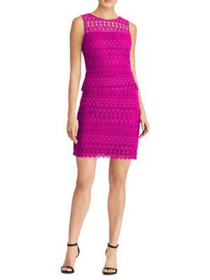 Lauren Ralph Lauren Sheer-yoke Scalloped Lace Dress