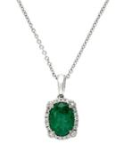 Effy Brasilica 14k White Gold Emerald And Diamond Pendant Necklace