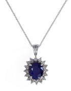Effy Royalty 14k White Gold Diamond And Sapphire Pendant