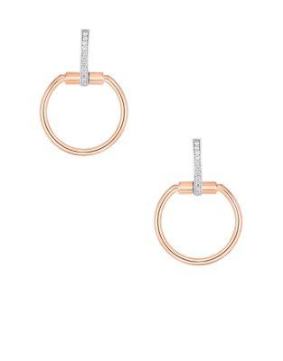 Roberto Coin Classic Parisienne Small Circle Diamond, 18k White Gold And 18k Rose Gold Earrings