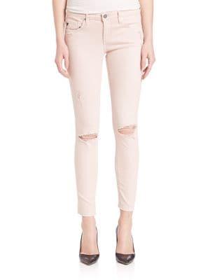 Aged Denim Distressed Legging Ankle Jeans