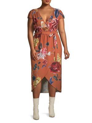 Quiz Plus Floral Wrap Dress