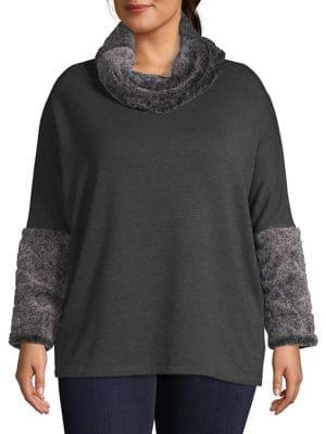 Context Plus Faux Fur Trimmed Pullover