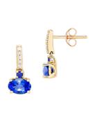 Lord & Taylor Sapphire And Diamond 14k Yellow Gold Drop Earrings