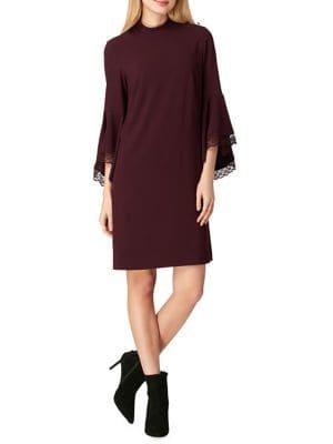 Tahari Arthur S. Levine Petite Bell-sleeve Crepe Shift Dress