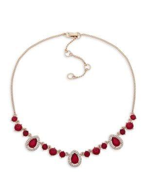 Givenchy Crystal & Red Crystal Frontal Necklace