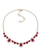 Givenchy Crystal & Red Crystal Frontal Necklace