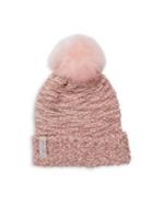 Calvin Klein Faux Fur Pom Metallic Knit Beanie