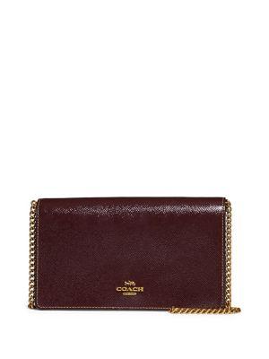 Coach Foldover Leather Chain Clutch
