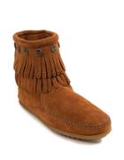 Minnetonka Double Fringed Suede Ankle Boots