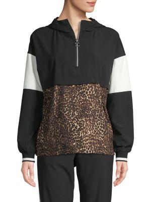 Calvin Klein Performance Leopard Printed Half-zip Pullover Jacket