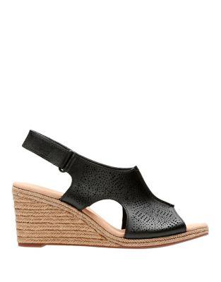 Clarks Lafley Rosen Leather Slingback Wedge Espadrilles