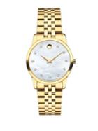 Movado Museum Diamond-accented Yellow Goldtone Pvd Watch