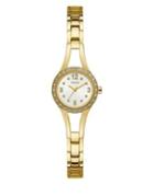 Guess Petite Crystal-trimmed Yellow Goldtone Stainless Steel G-link Watch