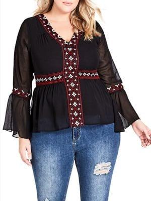 City Chic Plus Plus Wonderlust Sheered Top