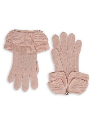 Badgley Mischka Ruffle Cuff Knit Gloves