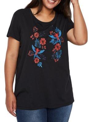 Junarose Plus Floral Bonjour Short-sleeve Cotton Tee