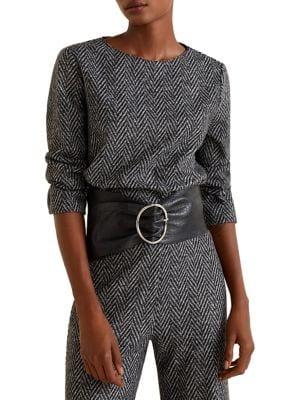 Mango Textured Herringbone Top