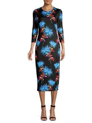 Diane Von Furstenberg Saihana Floral Print Midi Dress