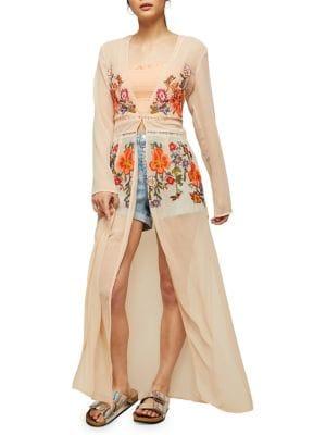 Miss Selfridge Mesh Embroidered Kimono