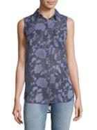 Jones New York Floral Sleeveless Button-down Shirt