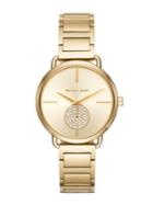 Michael Kors Portia Yellow Goldtone Stainless Steel Two-hand Sub-eye Chronograph Bracelet Watch