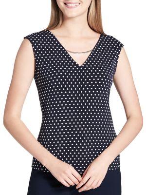 Calvin Klein Plus Sleeveless Polka Dot Blouse