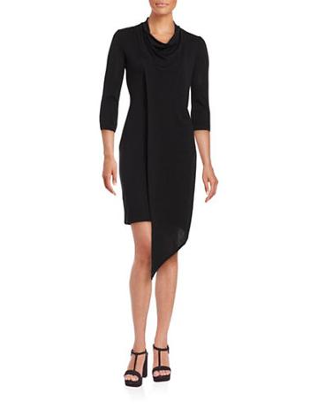 Gabby Skye Solid Cowlneck Dress