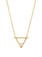 Lord & Taylor Fresh Water Pearl Open Triangle Necklace