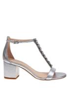 Jewel Badgley Mischka Lindsey Embellished Metallic Leather Sandals