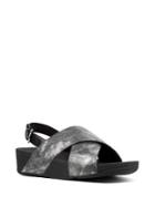 Fitflop Lulu Tm Crisscross Shimmer Leather Back-strap Sandals